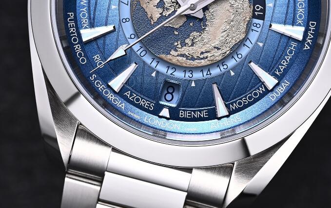 欧米茄海马Summer Blue款世界时腕表，完美演绎世界时的魅力-第3张图片