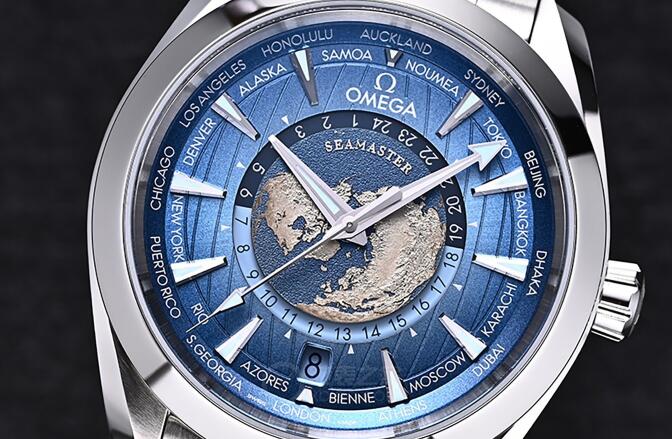 欧米茄海马Summer Blue款世界时腕表，完美演绎世界时的魅力-第4张图片