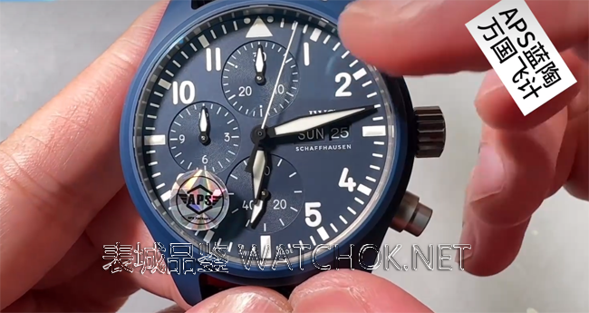 APS厂万国飞计蓝陶瓷TOPGUN计时款评测：一体机芯加持-第3张图片